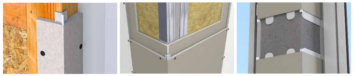 Grafični primeri vgradnje vogalnega elementa Proteck